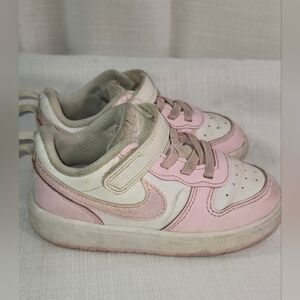 Nike Kids Sneakers Pink and White 8C Toddler Velcro Shoes